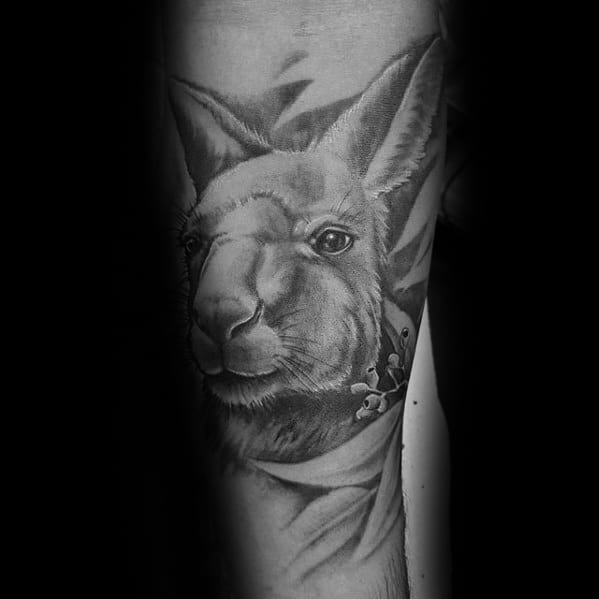 Masculine Shaded Realistic Forearm Kangaroo Tattoos For Men