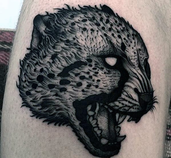 Masculine Small Cheetah Head Mens Arm Tattoo