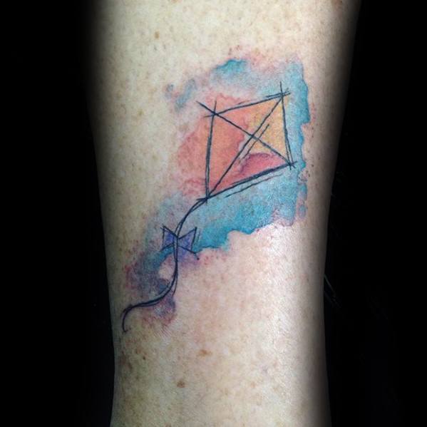 Masculine Small Watercolor Forearm Kite Tattoos For Men