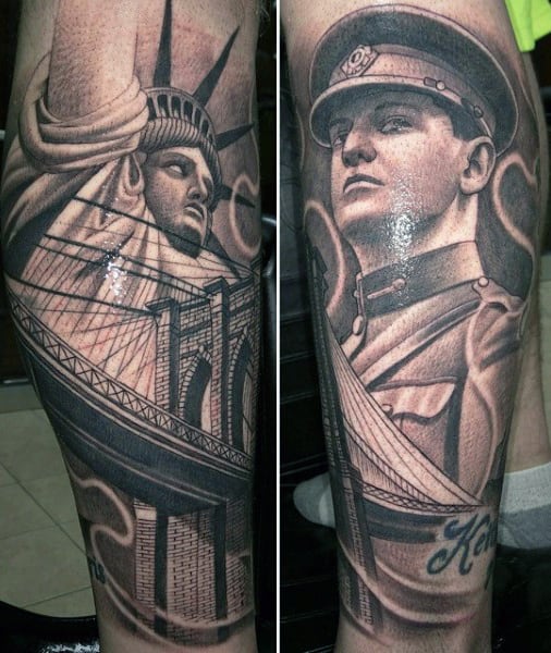 Masculine Statue Of Liberty Tattoos