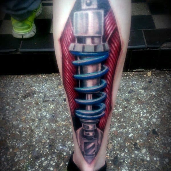 Masculine Suspension Tattoos For Men On Back Of Leg
