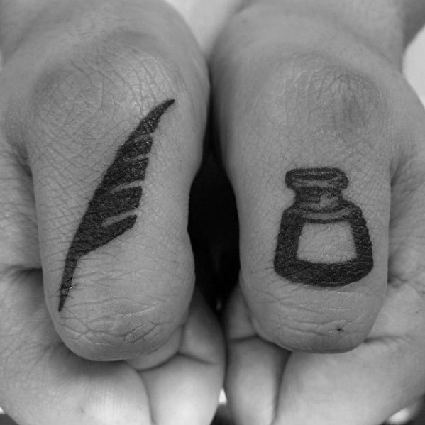 Masculine Thumb Quill Tattoos For Men