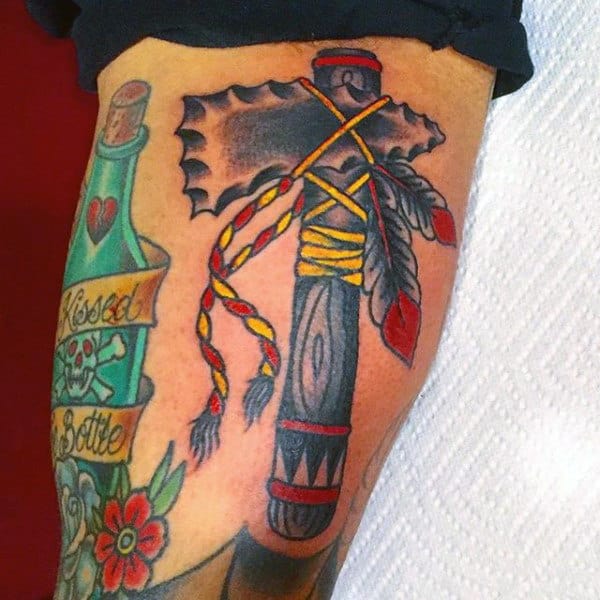 Masculine Tomahawk Bicep Tattoo For Guys