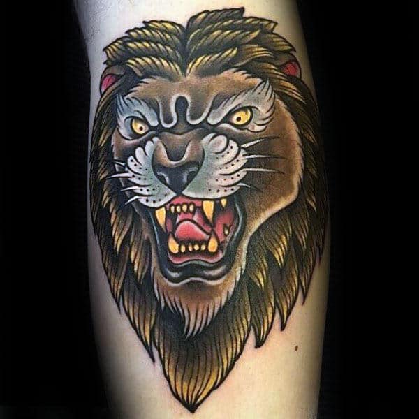 masculine-traditional-lion-arm-tattoo-designs-for-guys