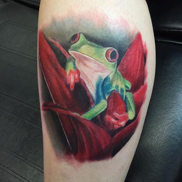 Masculine Tree Frog Tattoos For Men Leg Calf
