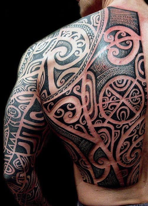 Masculine Tribal Back Tattoos For Men