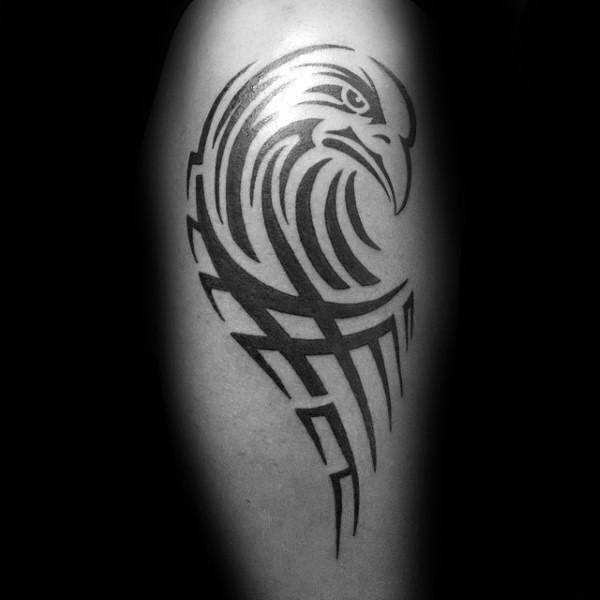 Masculine Tribal Eagle Leg Tattoos For Males