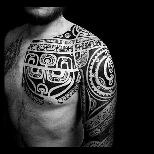 Masculine Tribal Shoulder Male Tattoos