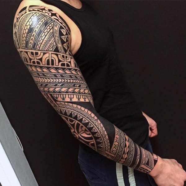 Masculine Tribal Sleeve Tattoos For Men