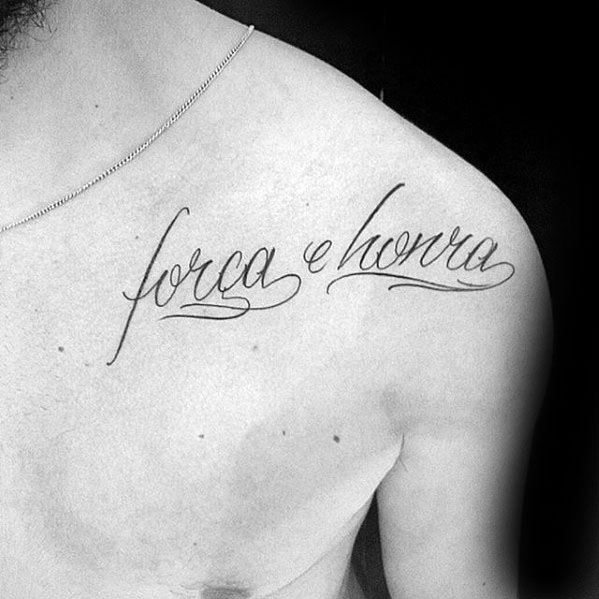 Masculine Typography Tattoos For Men Script Shoulder
