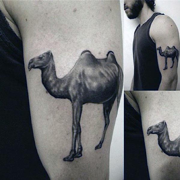 Masculine Upper Arm Guys Shaded 3d Camel Tattoos