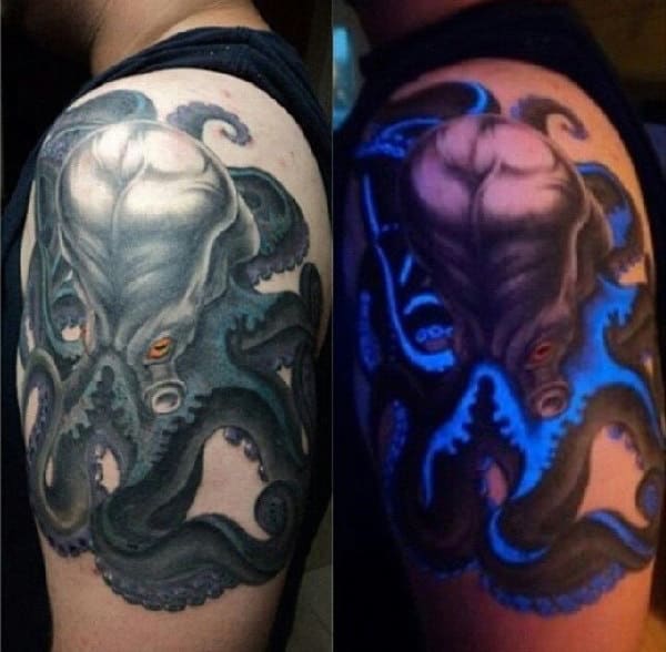 Masculine Upper Arm Octopus Glow In The Dark Mens Tattoos