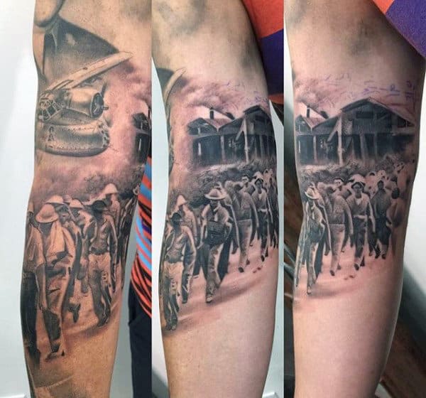 Masculine Ww2 Soliders Mens Inner Arm Bicep Tattoo