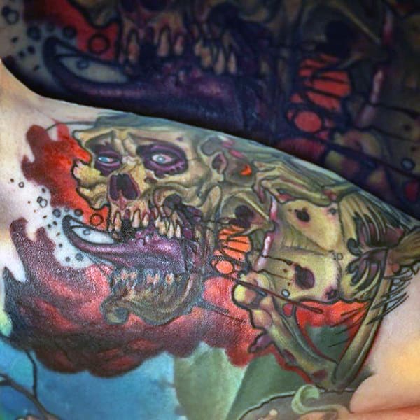 Masculine Zombie Bicep Tattoos For Gentlemen
