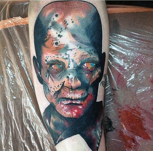 Masculine Zombie Guys Tattoo With Watercolor Ink