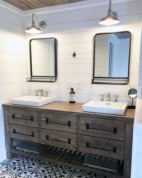white shiplap vanity