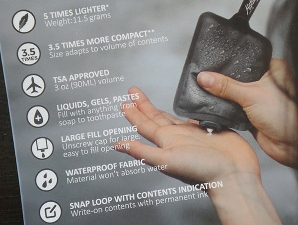 Matador Flatpak Toiletry Bottle Details