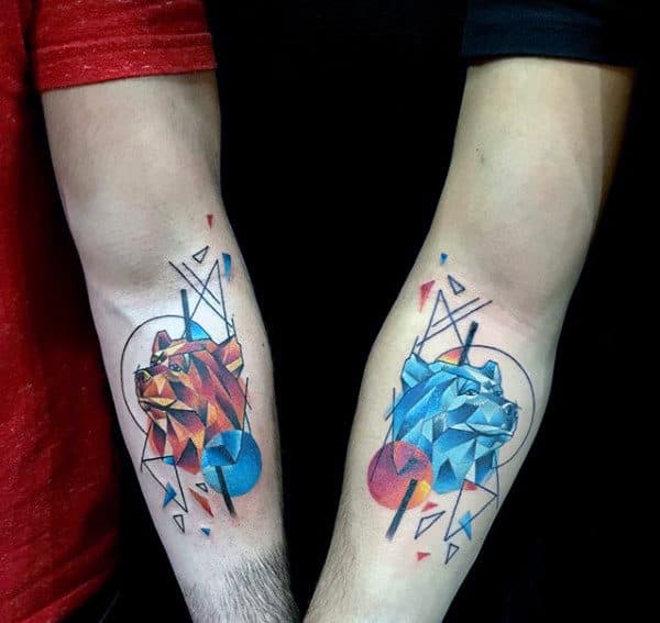 Matching Geometric Bear Guys Brothers Tattoo