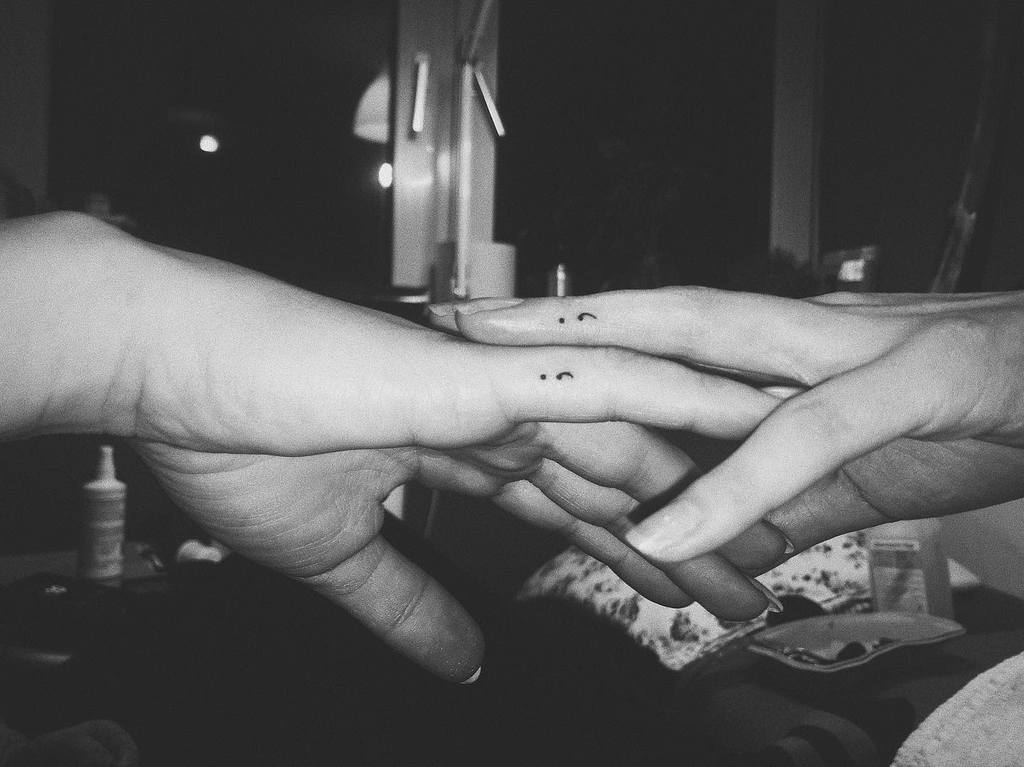 Matching Hers Hers Tiny Semicolon Tattoo