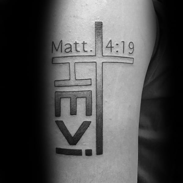 Matthew 4 19 Simple Christian Mens Arm Tattoo