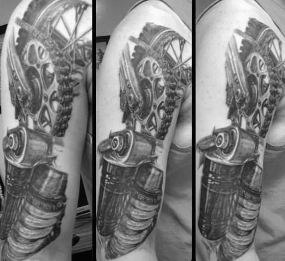 Mechanical Half Sleeve Dirt Bike Male Motocross Tattoo