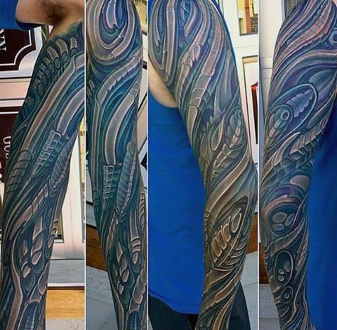 Mechanical Mens Unique Sleeve Tattoos