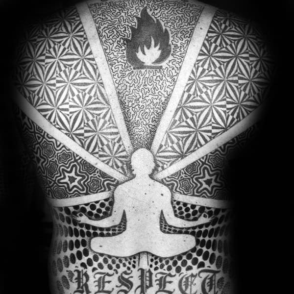 Mediation Factal Mens Pattern Full Back Tattoos