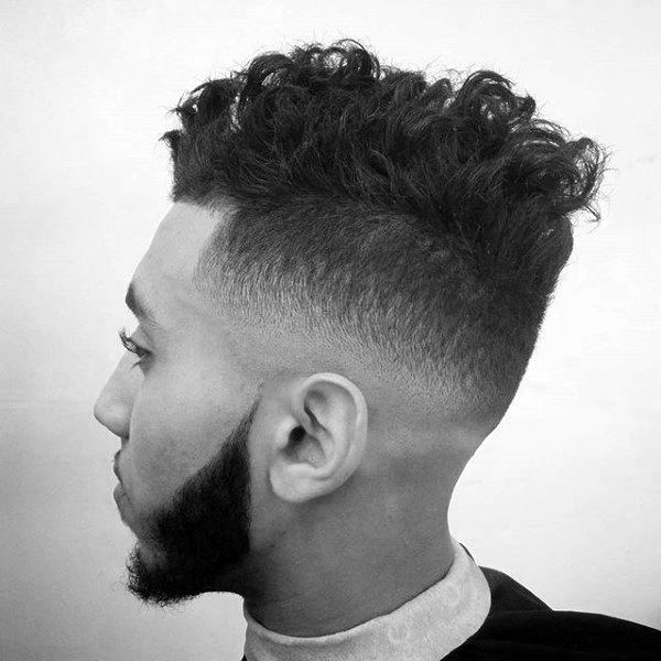 Medium Fade Curly Hairstyle For Men