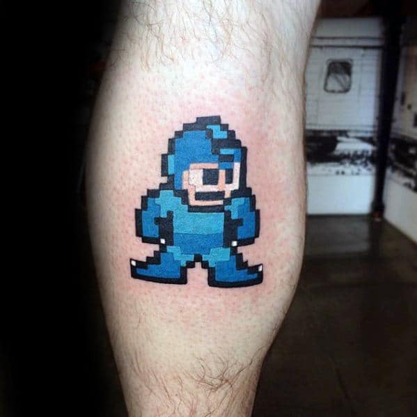 Megaman Guys Tattoos Leg Calf 8 Bit Design Ideas