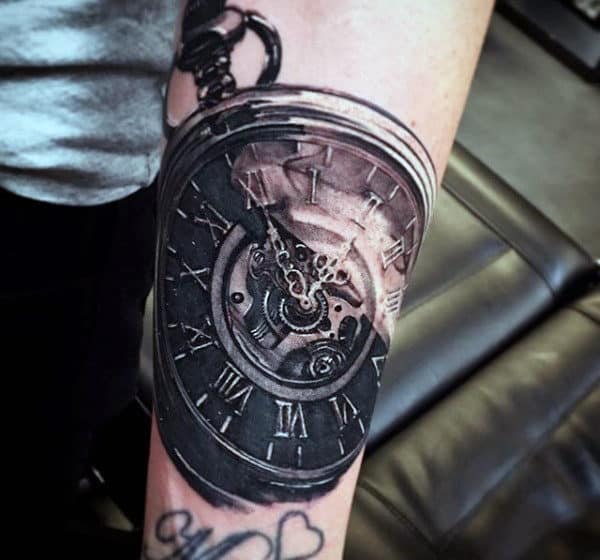 Melting Clock Tattoo For Men