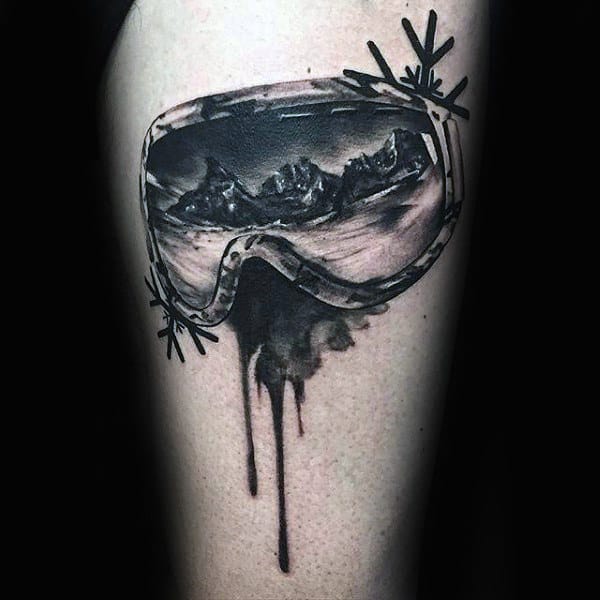 Melting Snowboard Eye Gear Tattoo Male Forearms