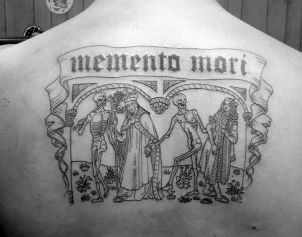 Memento Mori Mens Upper Back Tattoo Ideas