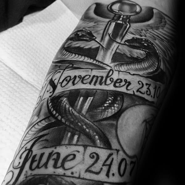 Memeorial Caduceus Mens Forearm Tattoos