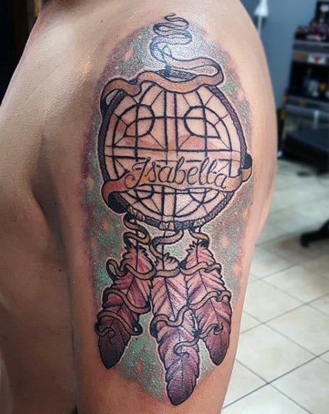 Memorial Dreamcatcher Mens Upper Arm Tattoo