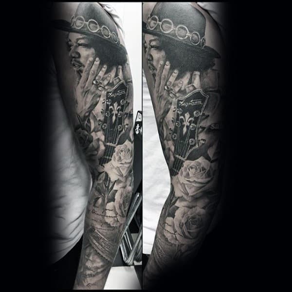 Memorial Music Sleeve Mens Full Arm Tattoos