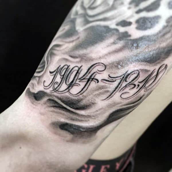 Memorial Numbers Mens Arm Tattoo Ideas