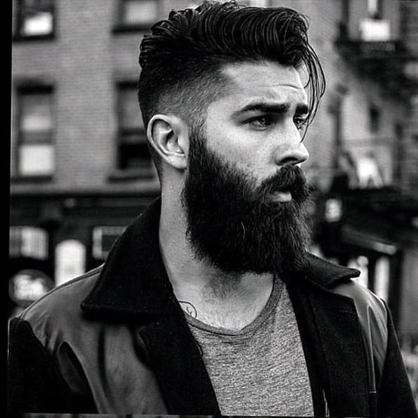 Man with Black Beard and Undercut Hair