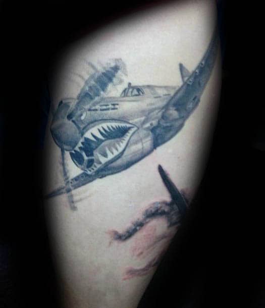 Men With High Tattoo Of Aerial Airplane Us Air Force Design Inspiration