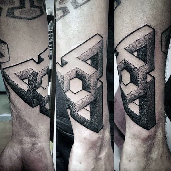 Mens 3d Amazing Shape Tattoo On Wrist Of Arm