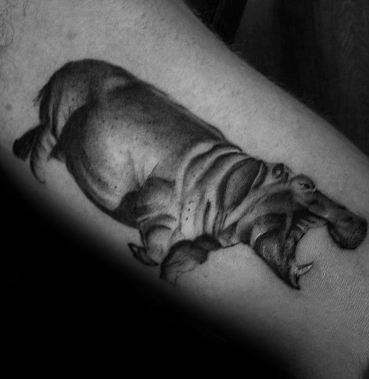 Mens 3d Bicep Hippo Tattoo