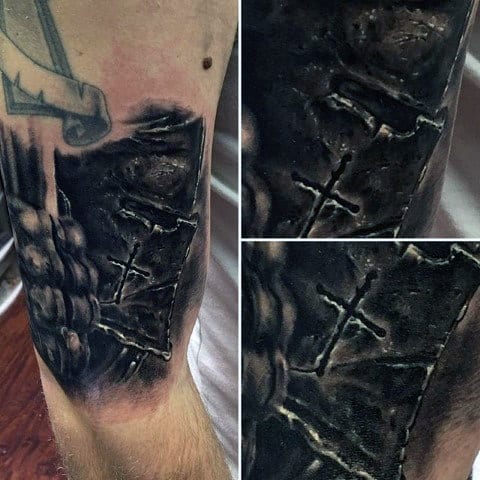 Mens 3d Knight Helmet Realistic 3d Arm Tattoo