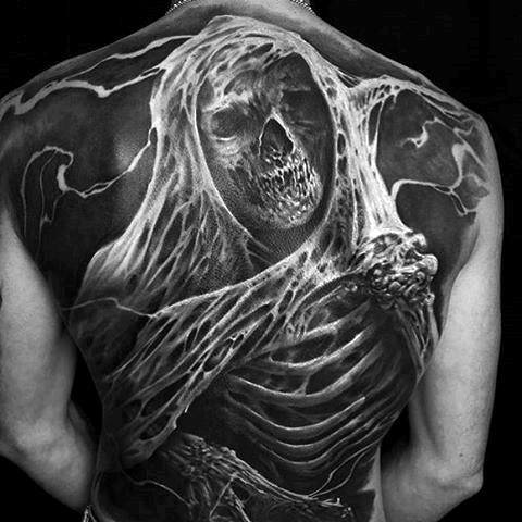 Mens 3d Skeleton Bones Cool Back Tattoo Designs