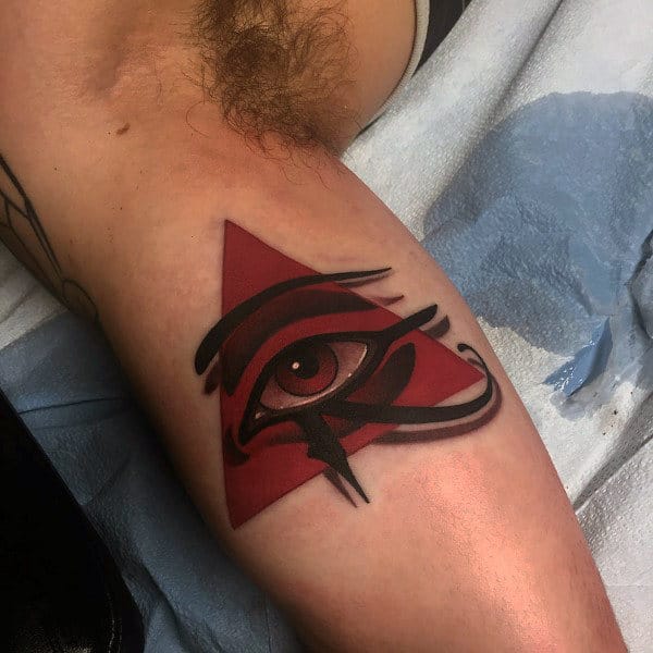 Mens 3d Triangle Eye Of Ra Creative Inner Arm Bicep Tattoos