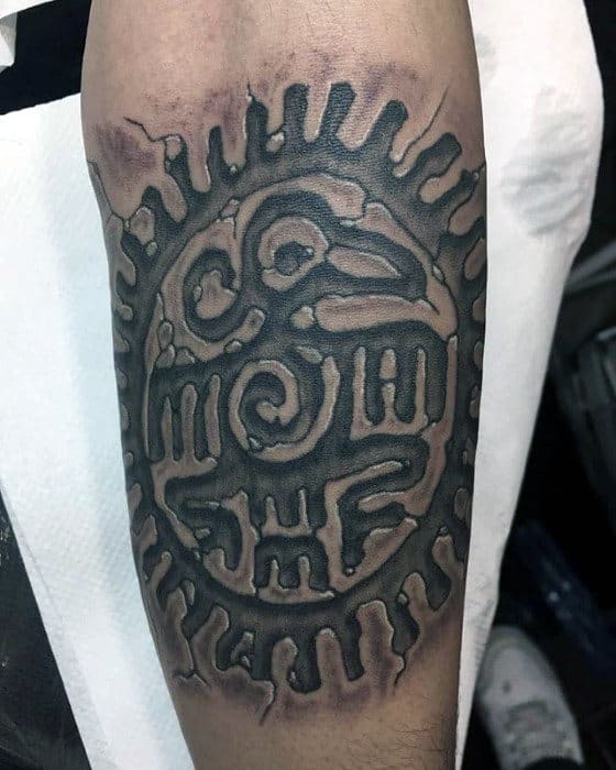 Mens 3d Tribal Outer Forearm Tattoo Ideas