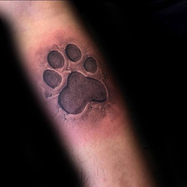 Mens 3d Ultra Realistic Dog Paw Stone Forearm Tattoos