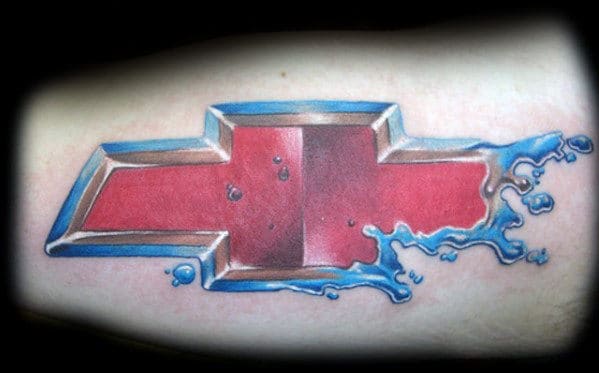 Mens 3d Water Splashing Chevrolet Logo Arm Tattoo