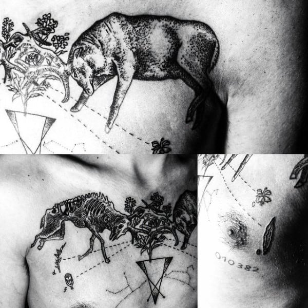 Mens Abstract Constellations Chest Tattoos