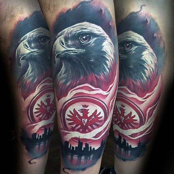 Mens Amazing Eagle Amazing City Skylien Forearm Tattoo Sleeve