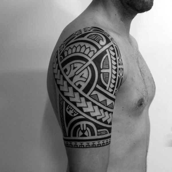 Mens Amazing Tattoo Design Of Tribal Half Sleeve