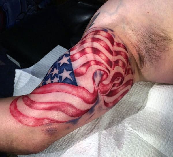 Mens American Flag Tattoo Designs On Bicep